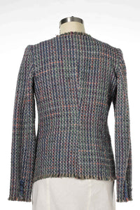 A light wool blend Jacket. Vintage fabric. Raw fringe edge.