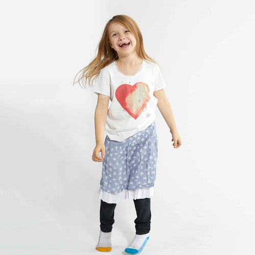Kids Heart t-shirt in cotton and modal with silk trim